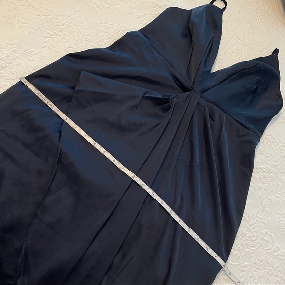 NWOT Lulus Caught Feelings Navy Blue Satin Ruffled Midi Dress Small Medium Large - Picture 10 of 16